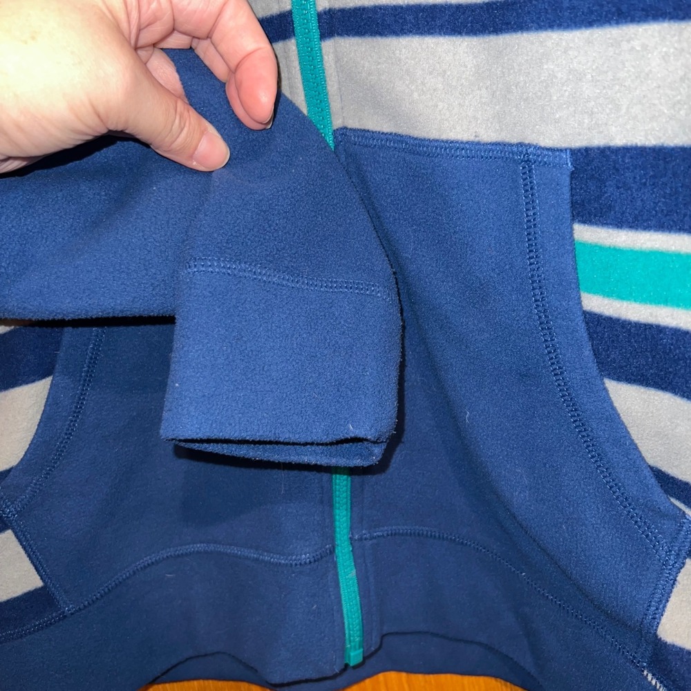 The North Face Fleece Hoodie Boys L 14/16 Blue Striped Full Zip Excellent Jacket - Picture 4 of 10